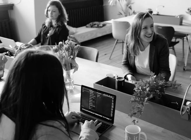 Women at a computer